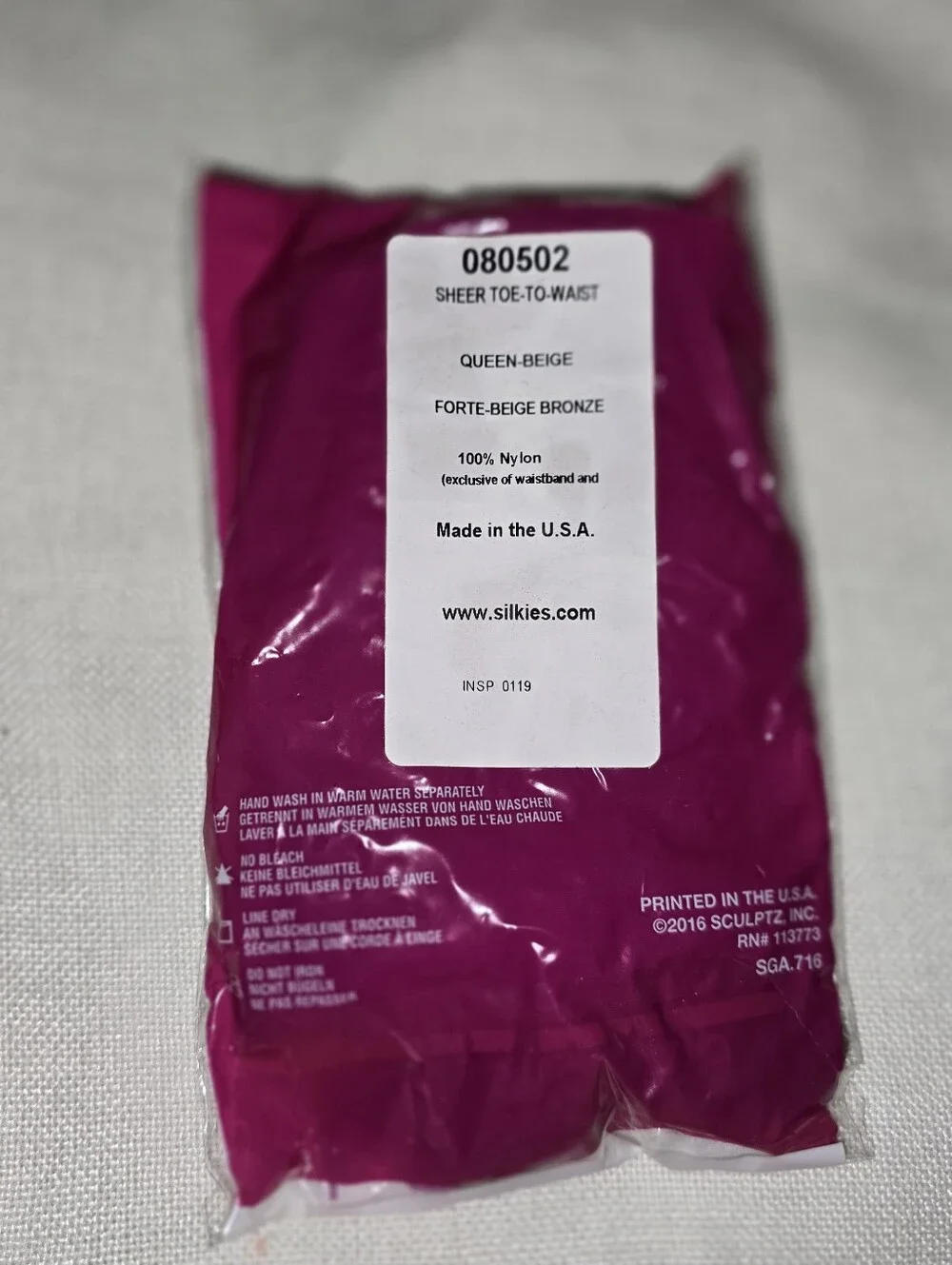 Silkies 080502 Sheer Toe to Waist 2016 Queen Beige Pantyhose New with tags